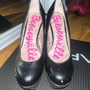 Betsey Johnson Black Platform Heels